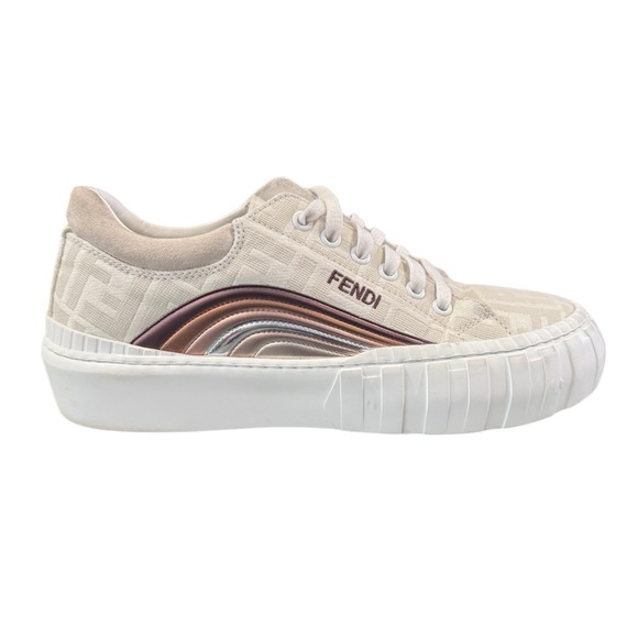 FENDI Monogram Logo Sneakers Low Top 39.5 (9- 9.5) - Picture 3 of 12